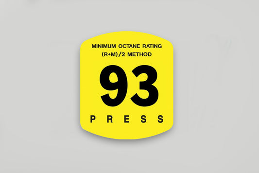 93 Octane Gas Pump Sticker - Vinyl, Heavy Duty Sticker